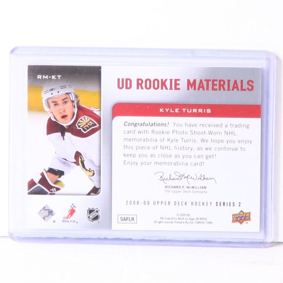 Kyle Turris Upper Deck Rookie Materials Jersey Hockey Card 2008/09 Coyotes - Picture 2 of 2